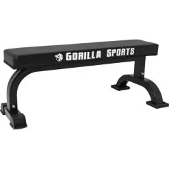 Banco Plano Alta Resistencia Gorilla Sports Negro Carga Máxima 400 Kg