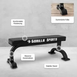Banco Plano Alta Resistencia Gorilla Sports Negro Carga Máxima 400 Kg -tienda de equipos de fitness banco plano alta resistencia gorilla sports negro carga maxima 400 kg 3