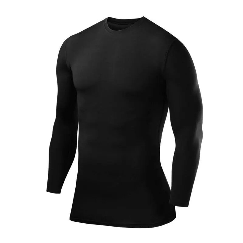 POWERLAYER Camiseta De Compresion Manga Larga Con Cuello Redondo Para Hombre 1 POWERLAYER Camiseta De Compresion Manga Larga Con Cuello Redondo Para Hombre