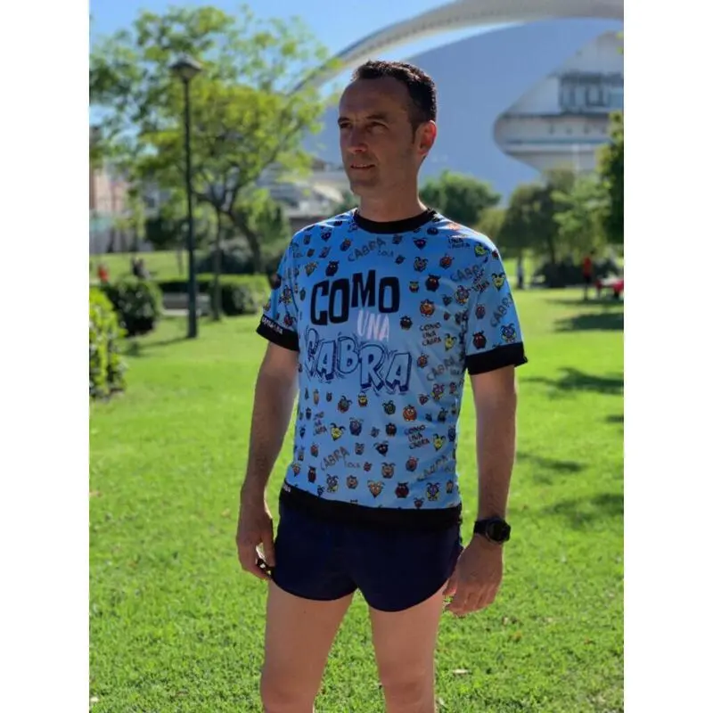 CAMISETA DE RUNNING #COMOUNACABRA Para HOMBRE - KAMUABU Color AZUL 110grs 4 CAMISETA DE RUNNING #COMOUNACABRA Para HOMBRE - KAMUABU Color AZUL 110grs - Imagen 4