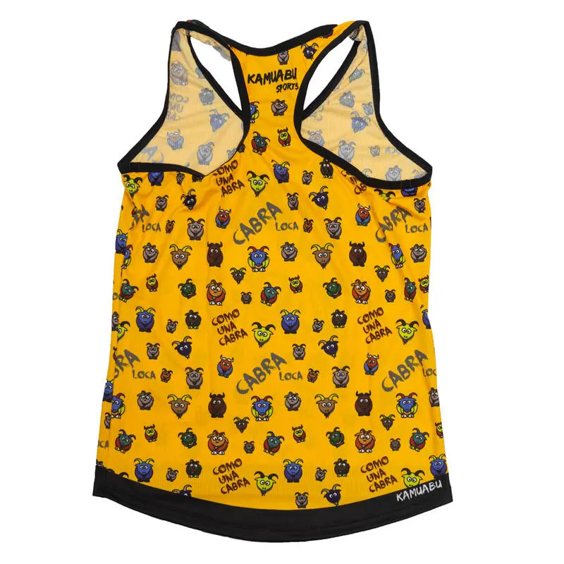 CAMISETA DE RUNNING #COMOUNACABRA Para MUJER - KAMUABU Amarilla De Tirantes 2 CAMISETA DE RUNNING #COMOUNACABRA Para MUJER - KAMUABU Amarilla De Tirantes - Imagen 2