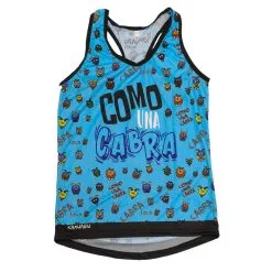 CAMISETA DE RUNNING #COMOUNACABRA Para MUJER - KAMUABU Azul De Tirantes