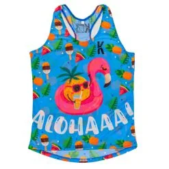 CAMISETA DE RUNNING #PINEAPPLE Para MUJER - KAMUABU Color Azul De Tirantes