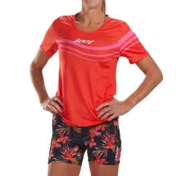 Camiseta Running Manga Corta Transpirable Mujer ZOOT LTD TEE Rojo