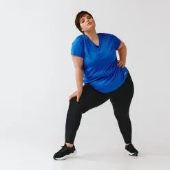 Kalenji Camiseta Running Manga Corta Transpirable Talla Grande Mujer Dry Azul -tienda de equipos de fitness camiseta running manga corta transpirable talla grande mujer dry azul 2