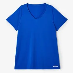 Kalenji Camiseta Running Manga Corta Transpirable Talla Grande Mujer Dry Azul -tienda de equipos de fitness camiseta running manga corta transpirable talla grande mujer dry azul 3