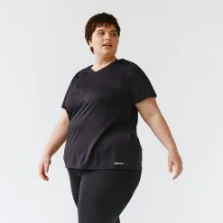 Kalenji Camiseta Running Manga Corta Transpirable Talla Grande Mujer Dry Azul -tienda de equipos de fitness camiseta running manga corta transpirable talla grande mujer dry negro