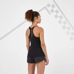 Camiseta Sin Mangas Running Kiprun Care Mujer Negro Rosa Transpirable -tienda de equipos de fitness camiseta sin mangas running kiprun care mujer negro rosa transpirable 2
