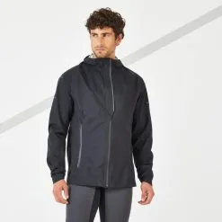 CHAQUETA RUNNING HOMBRE IMPERMEABLE CORTAVIENTO - KIPRUN RAIN+ NEGRO