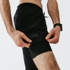 Pantalón Corto Running 2 En 1 Bóxer Integrado Hombre Kalenji Dry + Negro -tienda de equipos de fitness pantalon corto running 2 en 1 boxer integrado hombre kalenji dry negro 3